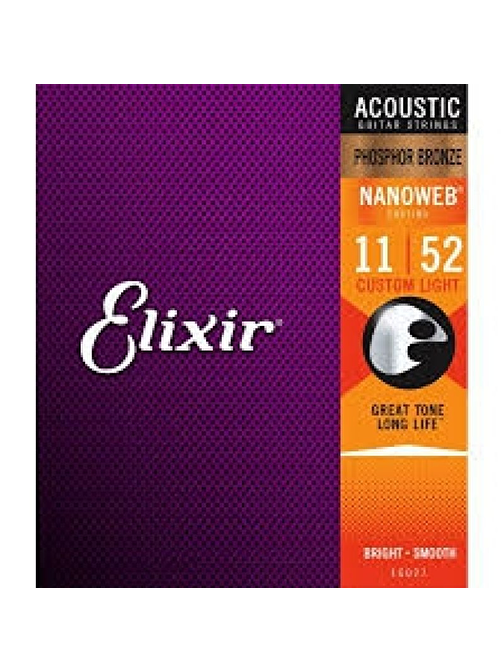 Elixir 16027 Nanoweb Phosphor Bronze Akustik Gitar Teli (11-52)