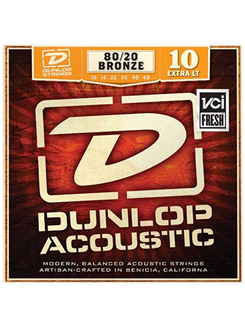 Jim Dunlop DAB1048 Extra Light 80/20 Bronze Akustik Gitar Tel Seti (10-48)