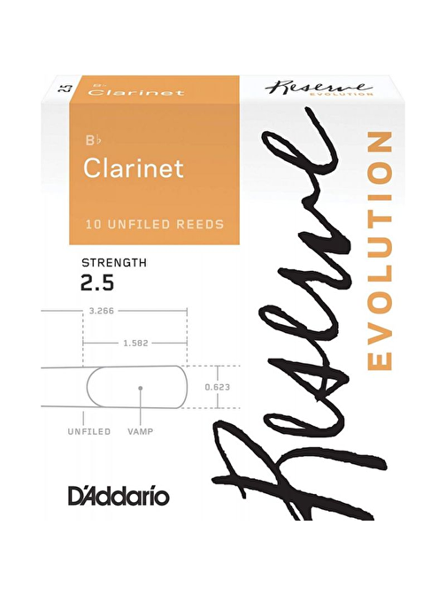 D'Addario Woodwinds Reserve DCE1025 No:2.5  Evolution Sib Klarnet Kamışı