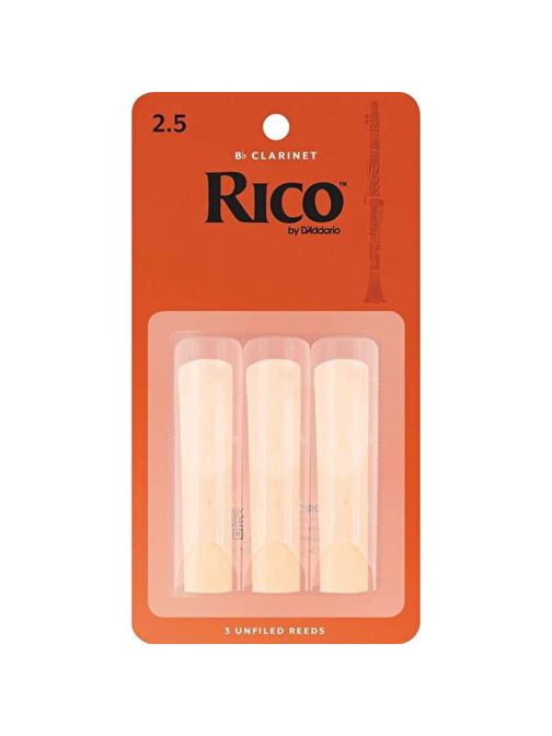 D'Addario Woodwinds Rico  RCA0325 3'lü No:2.5  Sib Klarnet Kamışı