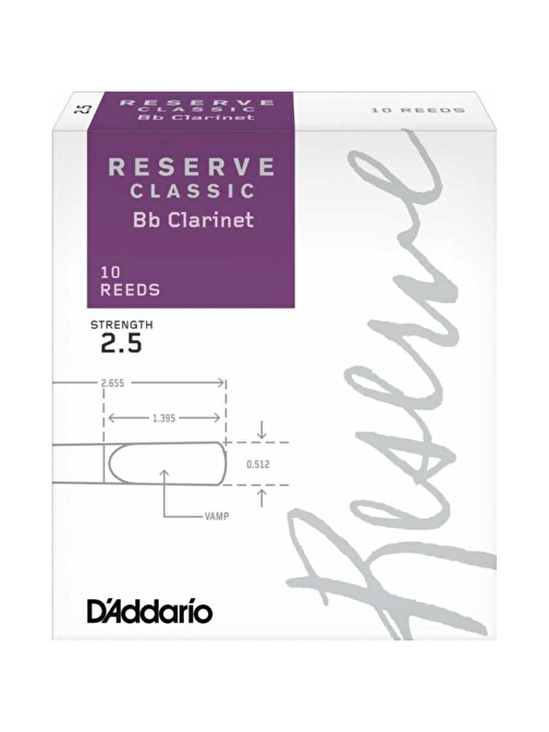 D'Addario Woodwinds Reserve DCT1025 No:2.5  Classic Sib Klarnet Kamışı