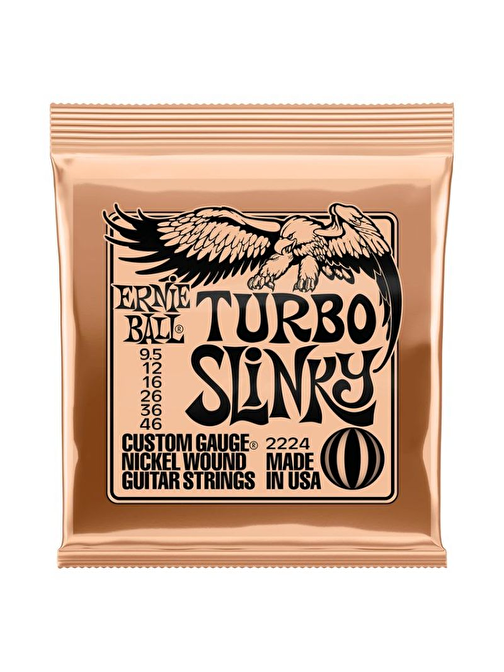 ERNIE BALL P02224 - Turbo Slinky Nickel Wound 9.5-46 Elektro Gitar Teli