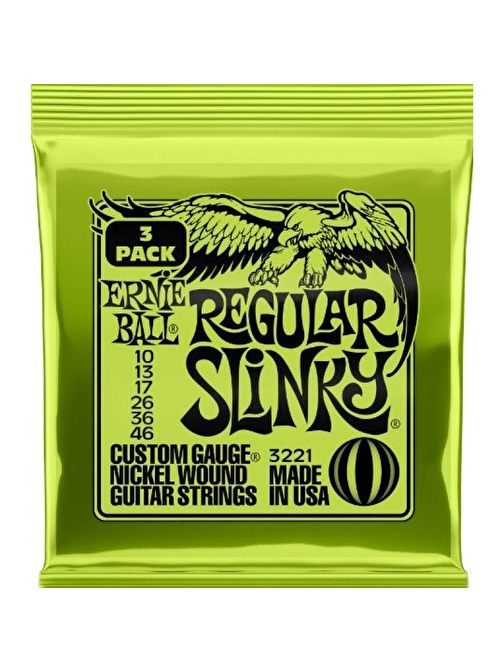 Ernieball P03221 REGULAR SLINKY 3 PACK Elektro Tel (3lü Paket)