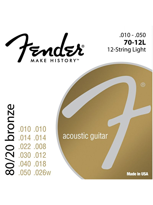 Fender 70L 12-52 Kaplama Akustik Gitar Aksesuarı Bronz