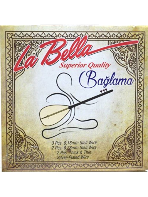 La Bella Strings SBH-18 0 18 Kısa Sap Bağlama Takım Tel Siyah