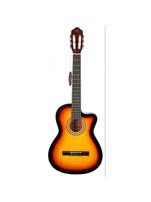 Barcelona LC 3900 OR Cutaway Brown Sunburst Turuncu Klasik Gitar