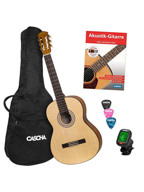 Cascha Student Series 4/4 Klasik Gitar Seti (Metod, Taşıma Çantası, 3 Pena, Tuner)