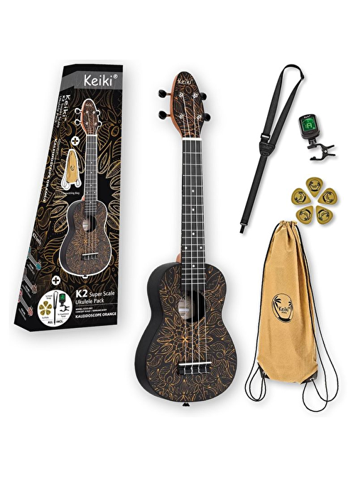 Orange K2SS Akustik Klasik Ukulele Desenli