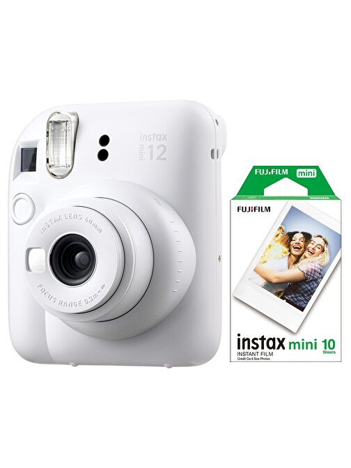 Instax mini 12 Beyaz Fotoğraf Makinesi ve 10'lu mini Film