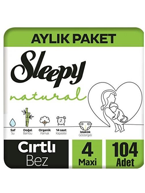 Sleepy Natural 7 - 14 kg 4 Numara Bebek Bezi 104 Adet