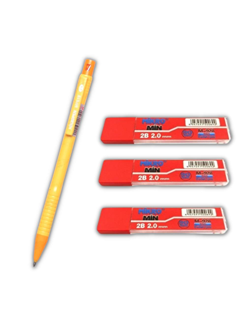 Mıkro 2.0 mm Kalın Uçlu Versatil Kalem ve 2.0 mm Kalın Uç Kırmızı 3 adet Sarı