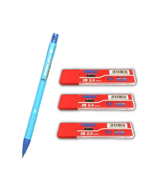 Mıkro 2.0 mm Kalın Uçlu Versatil Kalem ve 2.0 mm Kalın Uç Kırmızı 3 adet Mavi
