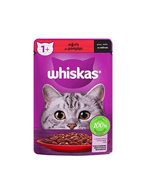 Whiskas Pouch Sos İçinde Sığır Etli Yetişkin Kedi Konservesi 12 Adet 85 gr