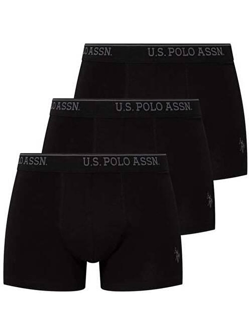 U.S. Polo Assn. Erkek 3 Lü Boxer Set Siyah