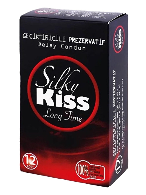 Silky Kiss Rezervuar Uçlu Lateks Kayganlaştırıcı Geciktiricili Normal Kalınlık 12 Adet Prezervatif