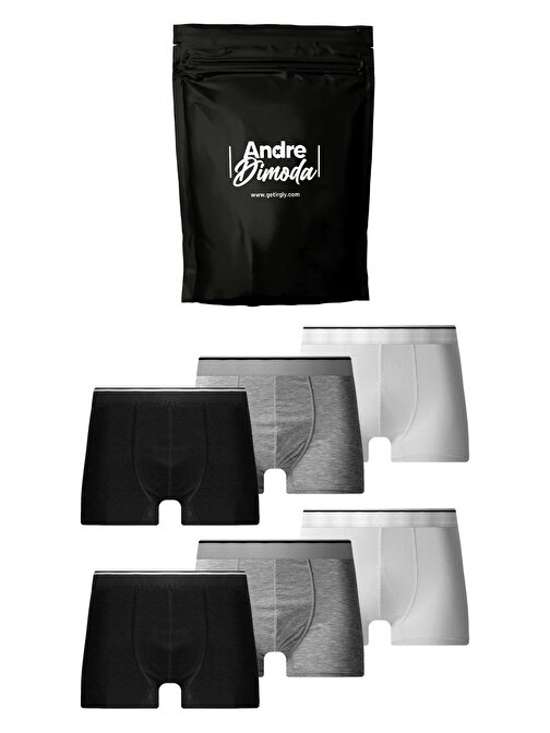 Erkek 6'lı Boxer 1. Sınıf Kumaş Premium Paket Özel Dizayn Düz Likralı Boxer Şort Çeyizlik Hediyelik Kutulu Ürün