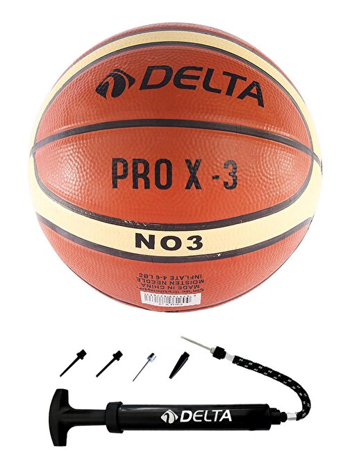 Delta Pro X Deluxe Kauçuk 3 Numara Basketbol Topu + Top Pompası