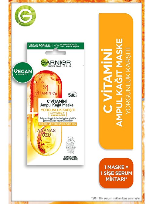 Garnier Aydınlatıcı C Vitamini Ampul Kağıt Maske