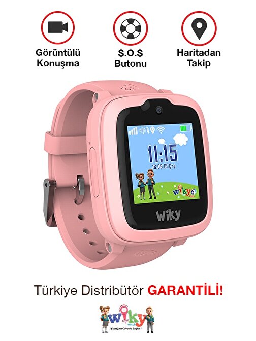Wiky Watch 4 Plus Android - iOS Uyumlu Çocuk Akıllı Saat Pembe