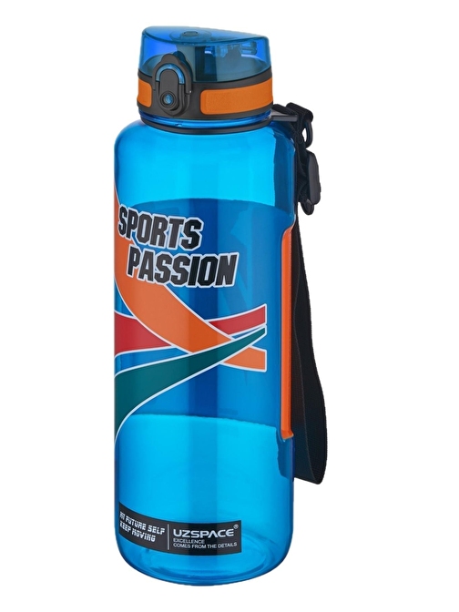 Uzspace 6043 Sports Passion Büyük Boy 1200 ml Tritan Su Matarası Kaydırmaz Tutma Özelliği Mavi