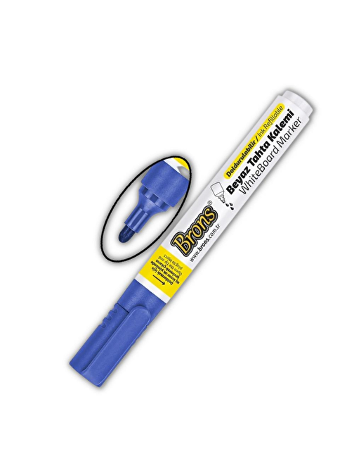 1 Adet Brons Tahta Kalemi 1 Adet Mavi Doldurulabilir Silinebilir Yazı Tahta Kalemi