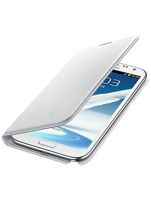 Samsung Samsung Galaxy Note 2 Kılıf Orjinal Flip Wallet - Beyaz EF-NN710BWEGWW