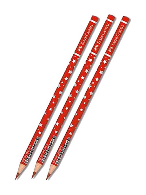 Faber-Castell Kırmızı Başlık Kalemi Yıldız 3 Adet Faber Kırmızı Başlık Kalemi Yıldız Desenli