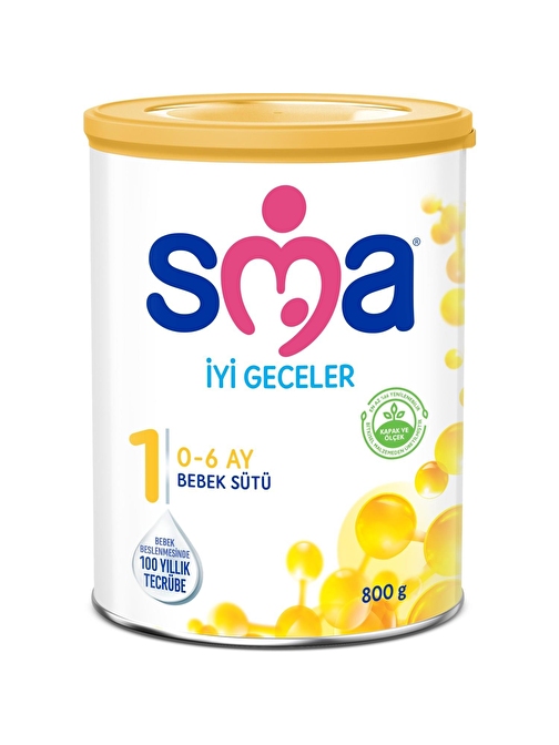 SMA İyi Geceler 1 0-6 Ay Yağsız Laktozlu 800 gr Bebek Devam Sütü