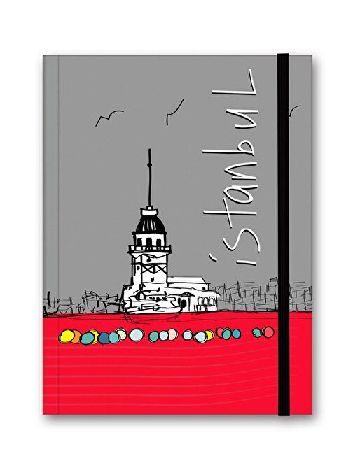 Le Color Renkli İstanbul Defter Çizgili Lastikli Kız Kulesi