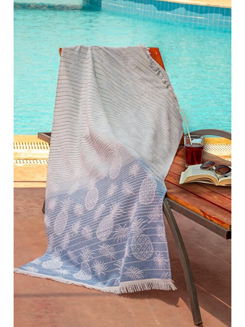 Zeynep Tekstil Ananas Ultra Soft Plaj Havlusu 75 x 150 cm Mavi