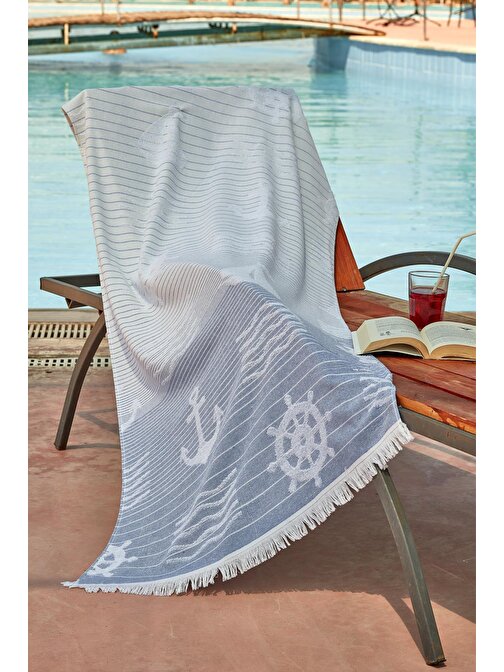 Zeynep Tekstil Marine Ultra Soft Plaj Havlusu 75 x 150 cm Mavi