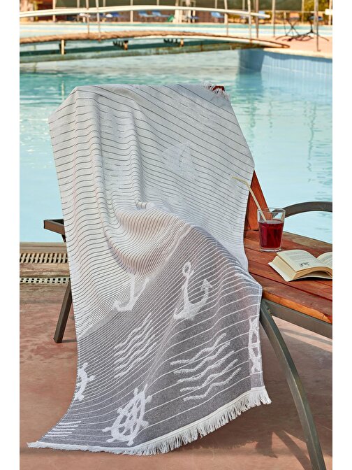 Zeynep Tekstil Marine Ultra Soft Plaj Havlusu 75 x 150 cm Gri