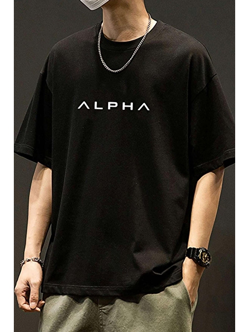 Unisex Alpha Baskılı Kısa Kol T-shirt