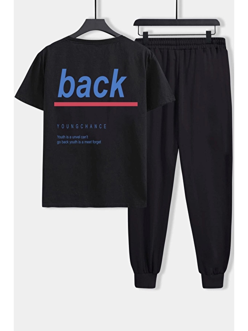 Trendsizde Unisex Back Baskılı Tişört Alt Eşofman Takımı XXL