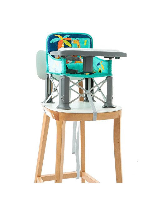 Baby Plus  Picnic Sandalye Üstü Yükselticili Portatif Çok Renkli Kumaş Mama Sandalyesi