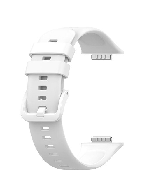 Coverzone Huawei Watch Fit 2 Silikon Kontrast Renkli Lagniappe Spor Saat Kordonu Beyaz