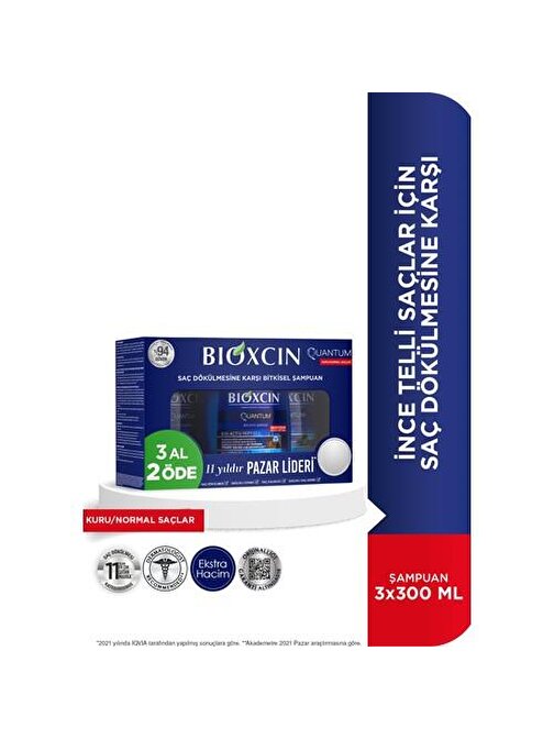 Bioxcin Quantum Şampuan Kuru Ve Normal Saçlar 300 ml 3 Al 2 Öde  8680512625490