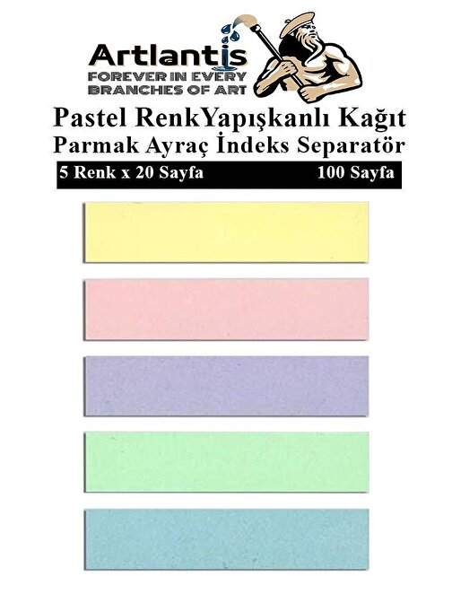 Artlantis Dikdörtgen Ayraç Post-it -  Not Kağıdı 5 Pastel Renkli Mini 5 Adet