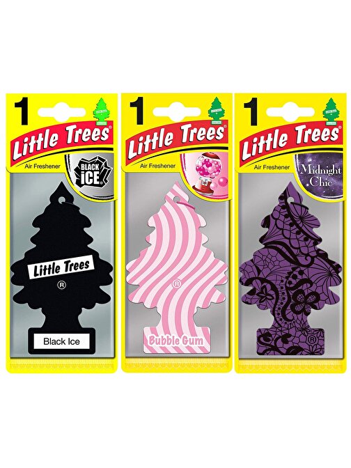 Little Trees 3'Lü Set Black Ice / Bubble Gum / Midnight Chic Asma