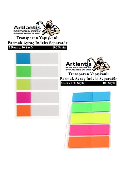 Artlantis Dikdörtgen Ayraç Post-it -  Not Kağıdı 5 Renkli Mini 5 Adet 2 Paket