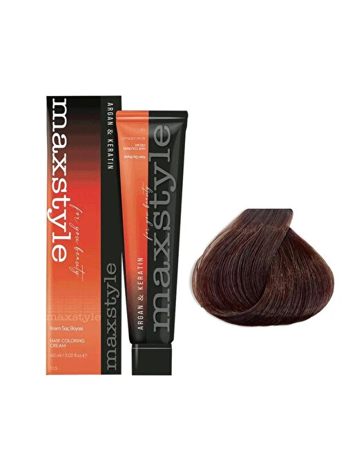 Maxstyle Argan Keratin Saç Boyası 6.35 Sütlü Çikolata + Sıvı Oksidan