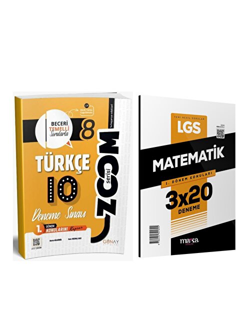 Akm Kitap 8. Sınıf LGS 1.Dönem Türkçe ve Marka Matematik Deneme Seti 2 Kitap