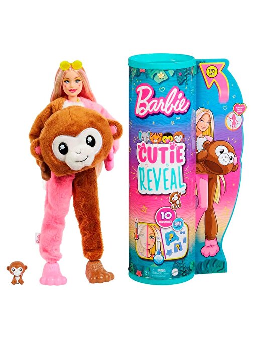 Barbie HKP97-HKR01 Tropikal Orman Serisi Maymun Cutie Reveal Bebekler