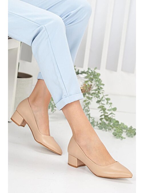 Nut Renk Kadın Klasik Topuklu Ayakkabı 5'cm Topuk