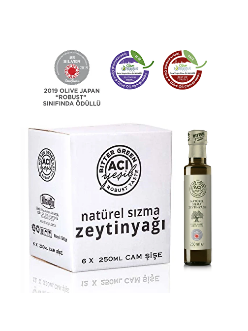 ACI YEŞİL (BITTER GREEN) 250 ML 12'li ERKEN HASAT SOĞUK SIKIM NATUREL SIZMA ZEYTİNYAĞI