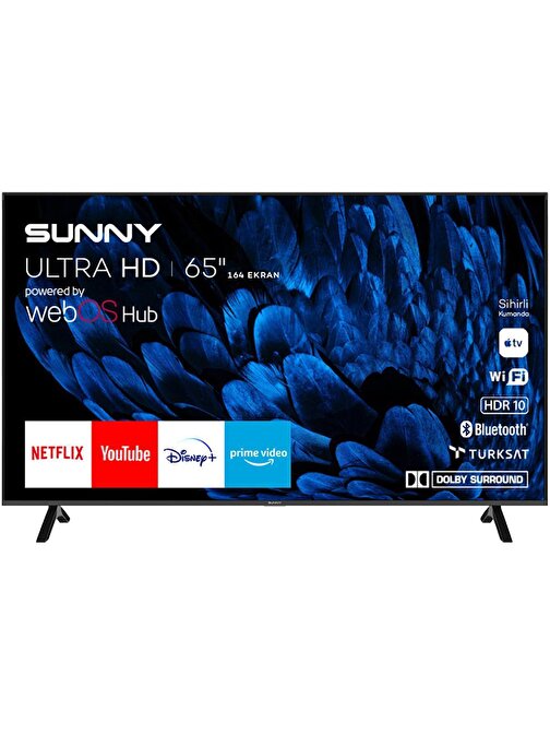 Sunny SN65FMN252 65 inç 4K Dahili Uydu Alıcılı Smart LED Televizyon