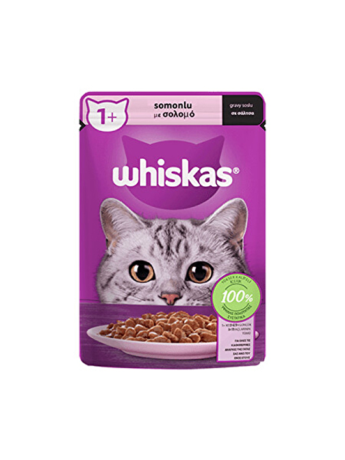 Whiskas Pouch Sos İçinde Somonlu Yetişkin Kedi Konservesi 12 Adet 85 gr