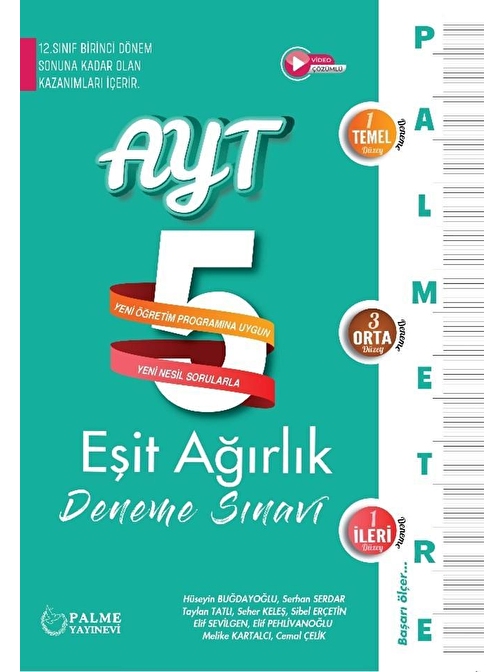 Palme Yayıncılık AYT Eşit Ağırlık 5 Deneme Palme Yayınları