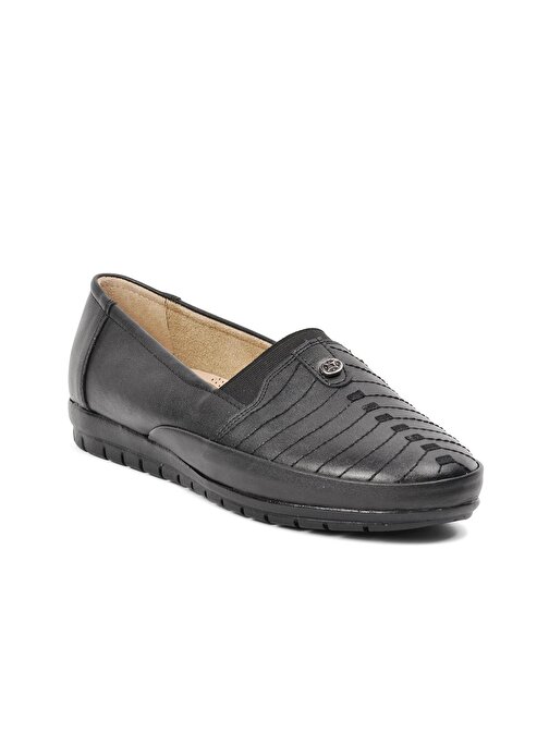 Ayakmod 144 Siyah Comfort İçi Hakiki Deri Kadın Günlük Ayakkabı