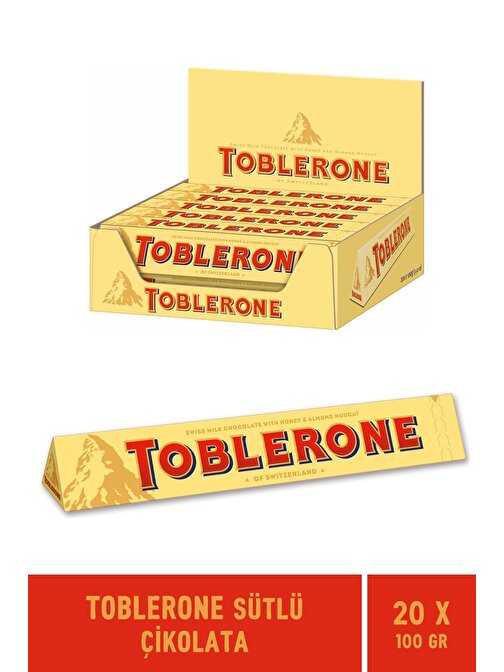 Toblerone Milk Sütlü Çikolata 100 Gr - 20 Adet